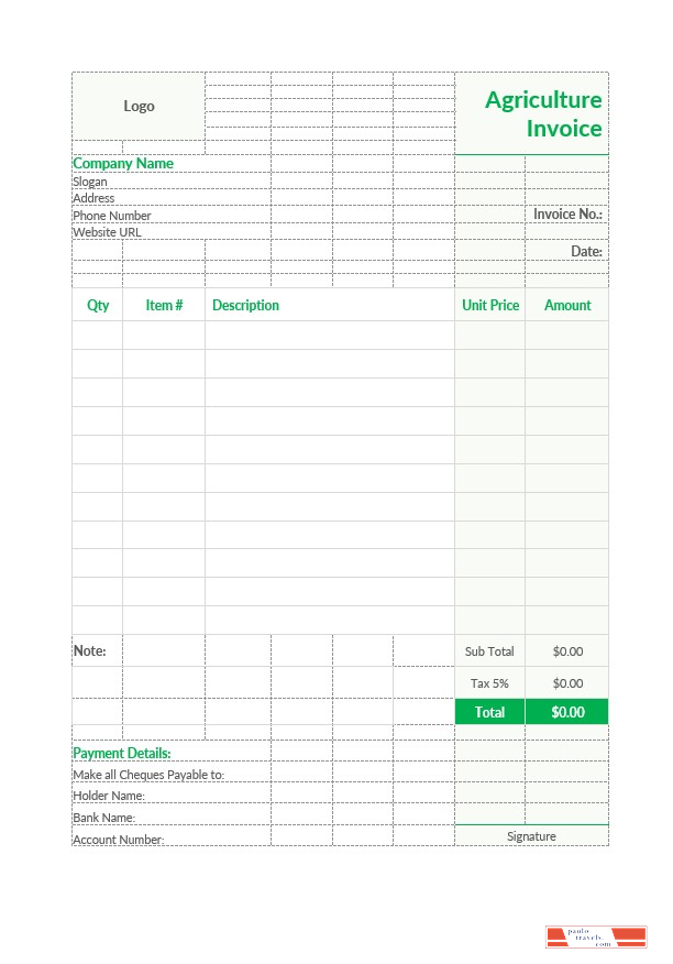 Agriculture Invoice PSD template
